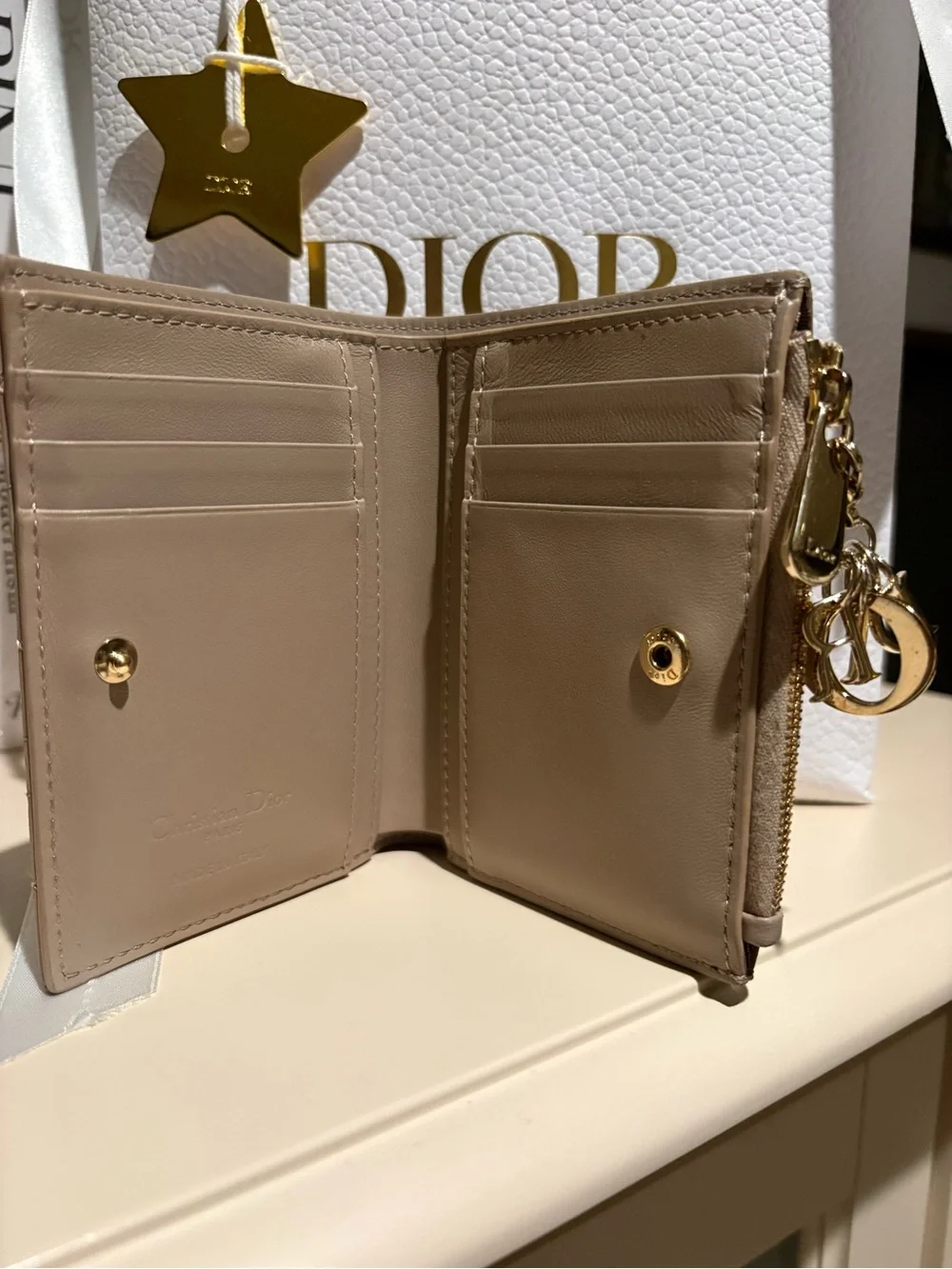 Lady Dior Medium Wallet in Desert Taupe